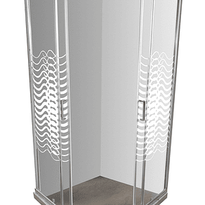 Shower Door Curvo Barra a Piso Travertino Líneas Curvas 90x90x185 cm