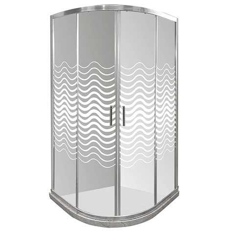 Shower Door Curvo Barra a Piso Travertino Líneas Curvas 90x90x185 cm 1