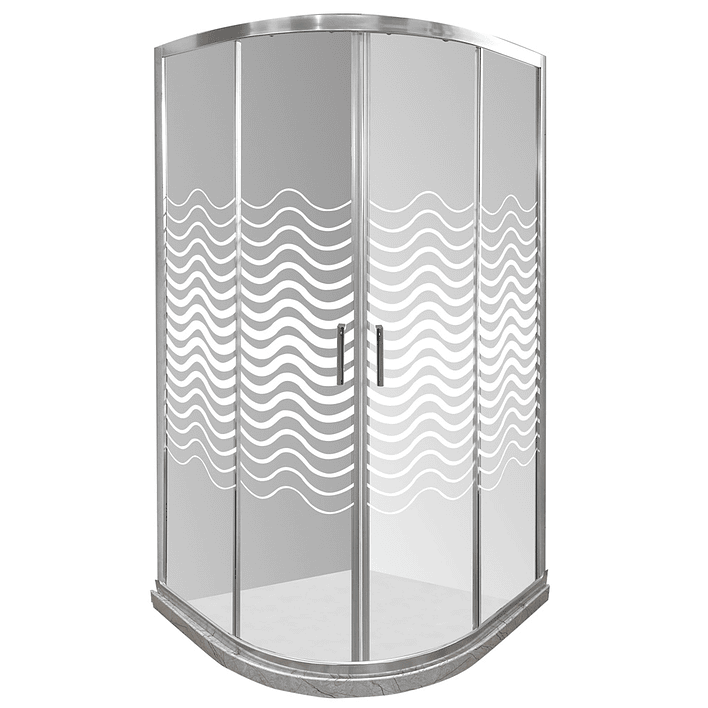 Shower Door Curvo Barra a Piso Travertino Líneas Curvas 90x90x185 cm 1