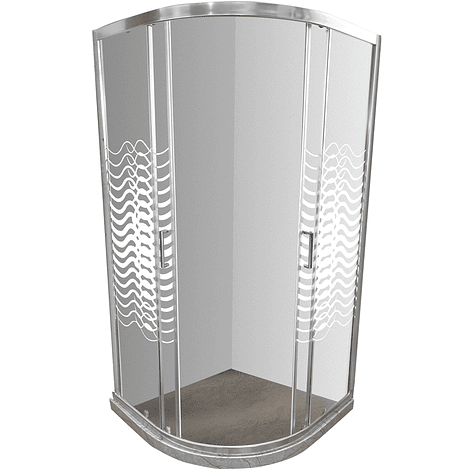 Shower Door Curvo Barra a Piso Gris Mármol Líneas Curvas 90x90x185 cm 2