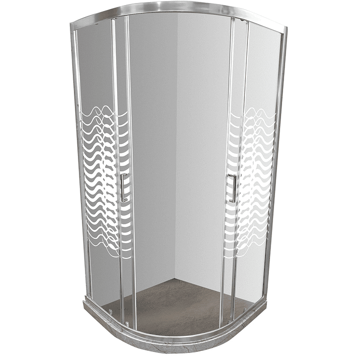 Shower Door Curvo Barra a Piso Gris Mármol Líneas Curvas 90x90x185 cm 2