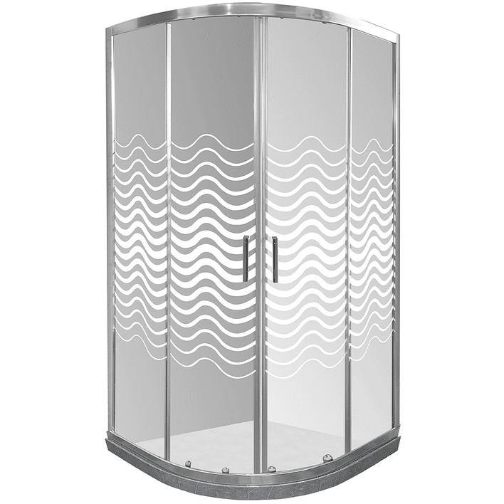 Shower Door Curvo Barra a Piso Gris Mármol Líneas Curvas 90x90x185 cm 1