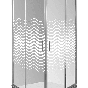 Shower Door Curvo Barra a Piso Gris Mármol Líneas Curvas 90x90x185 cm