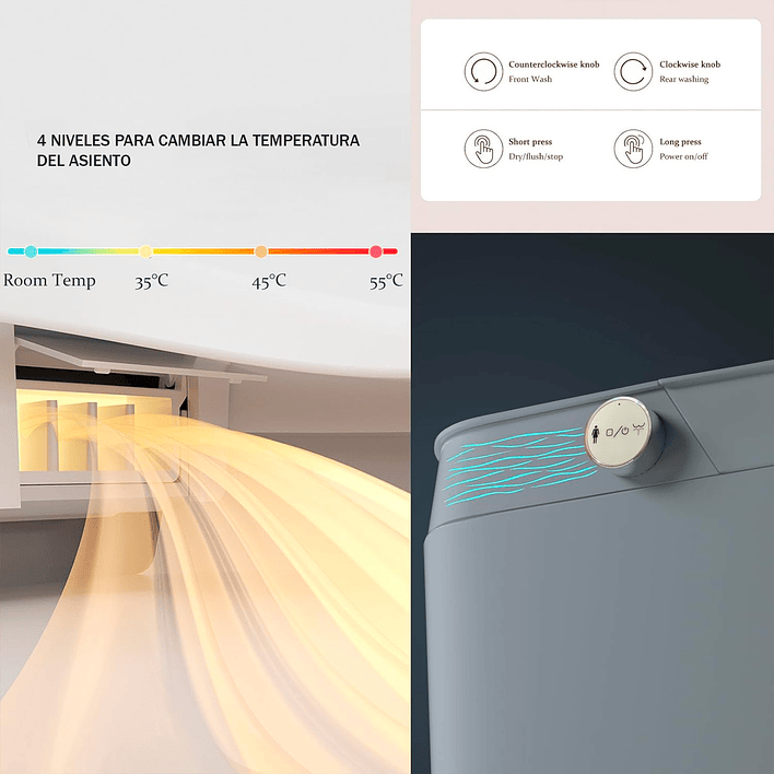 WC Inodoro Inteligente Joytek Apertura/Cierre Manual - Descarga a Piso 30 cm 9