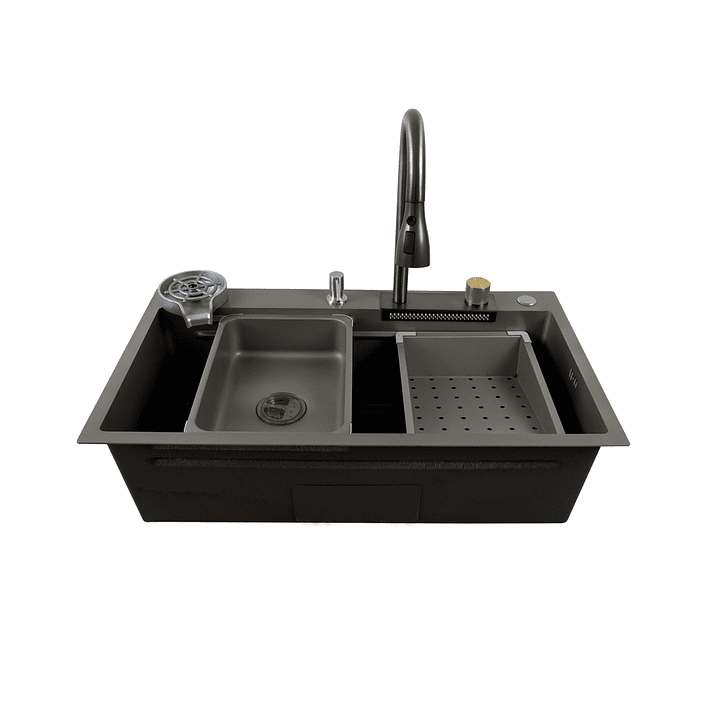 Lavaplatos Americano Premium con Monomando y Cascada Joytek Gris 80x45x22 cm 9