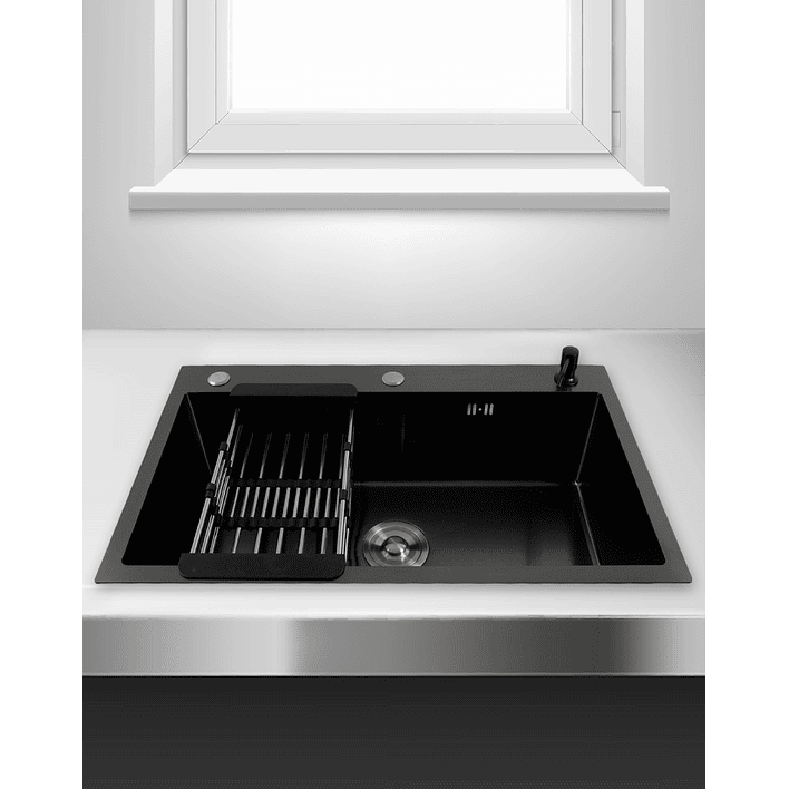 Lavaplatos Americano con Canasto y Tabla Joytek Negro 75x45x19 cm 5