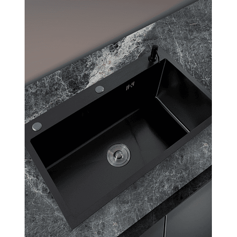 Lavaplatos Americano con Canasto y Tabla Joytek Negro 75x45x19 cm 9