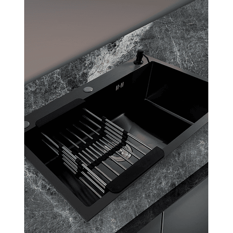 Lavaplatos Americano con Canasto y Tabla Joytek Negro 75x45x19 cm 8