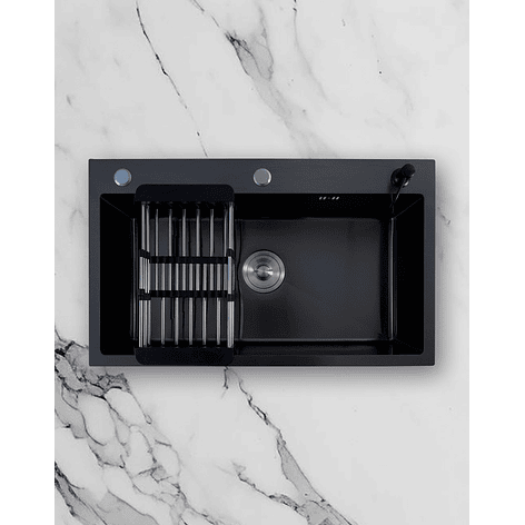 Lavaplatos Americano con Canasto y Tabla Joytek Negro 75x45x19 cm 11