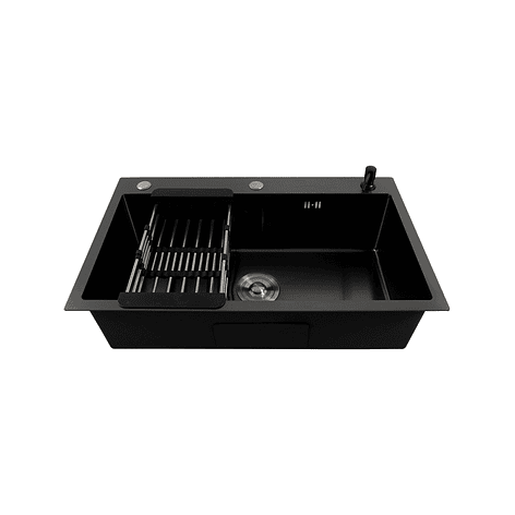 Lavaplatos Americano con Canasto y Tabla Joytek Negro 75x45x19 cm 3