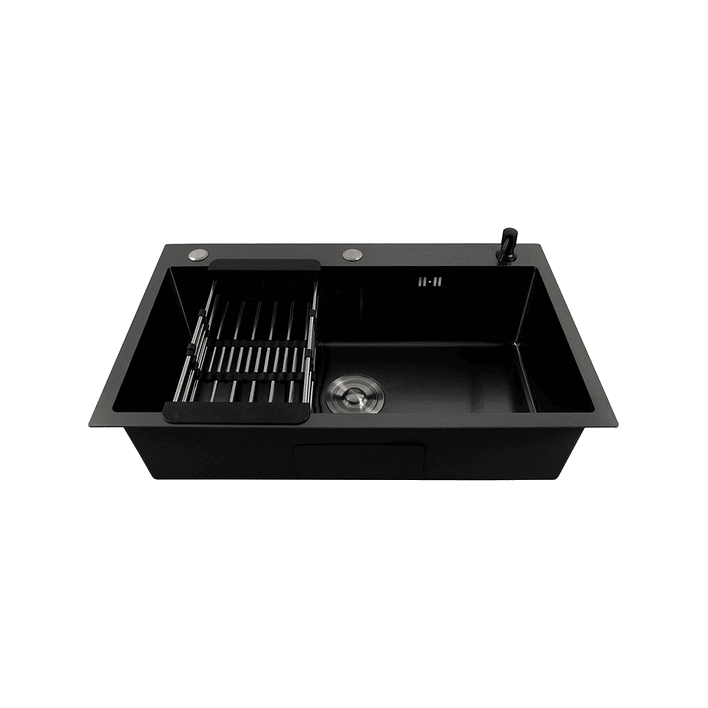 Lavaplatos Americano con Canasto y Tabla Joytek Negro 75x45x19 cm 3