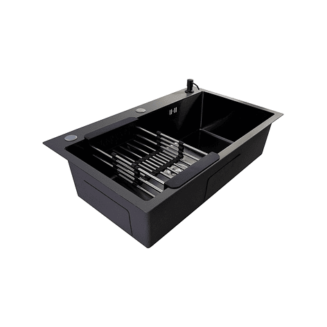 Lavaplatos Americano con Canasto y Tabla Joytek Negro 75x45x19 cm 4