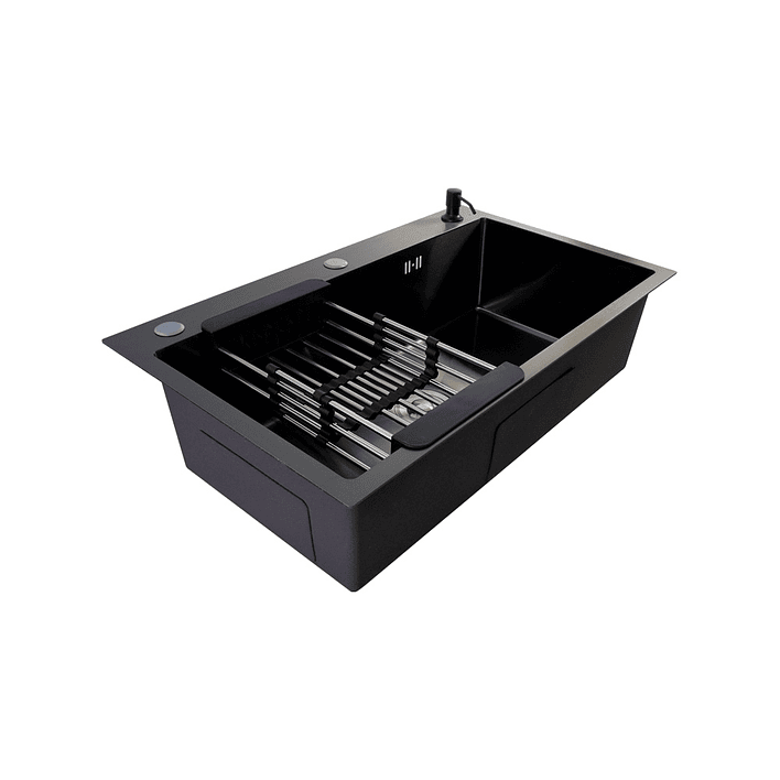 Lavaplatos Americano con Canasto y Tabla Joytek Negro 75x45x19 cm 4