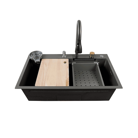 Lavaplatos Americano Premium con Monomando y Cascada Joytek Gris 75x45x22 cm 6