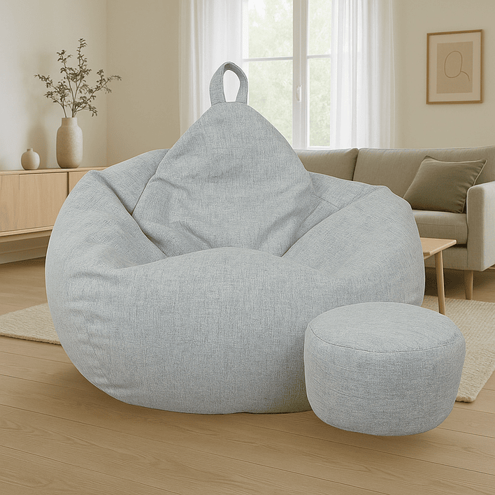 Puff Pera de Lino talla XL Joytek / 120x80cm GRIS CLARO 1