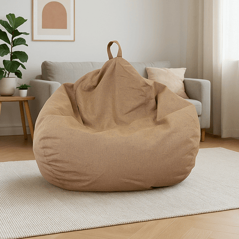 Puff Pera de Lino talla XL Joytek / 120x80cm Marrón 2