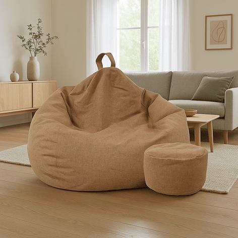 Puff Pera de Lino talla XL Joytek / 120x80cm Marrón 1