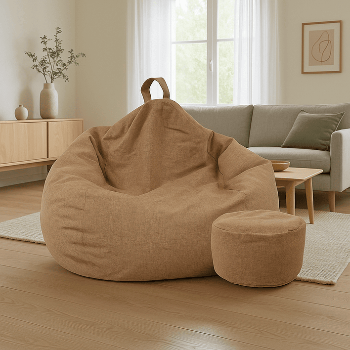 Puff Pera de Lino talla XL Joytek / 120x80cm Marrón 1