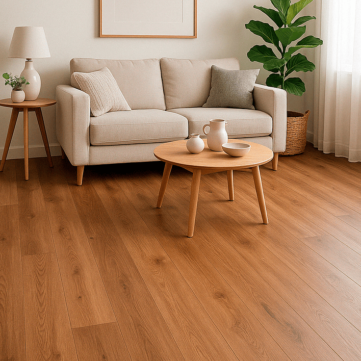 SPC PISO VINILICO 5mm 18,3x123 cm CASTAÑO / 2,25 m2 (1 Caja 10 Uni) 5