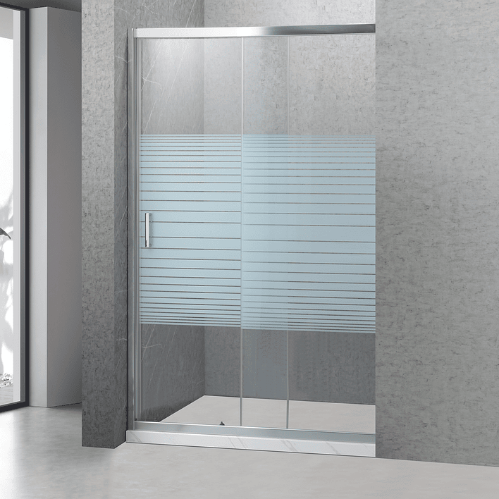 Mampara Ajustable de Ducha Strava 120-140 cm Líneas blancas (2 Vidrios) 3