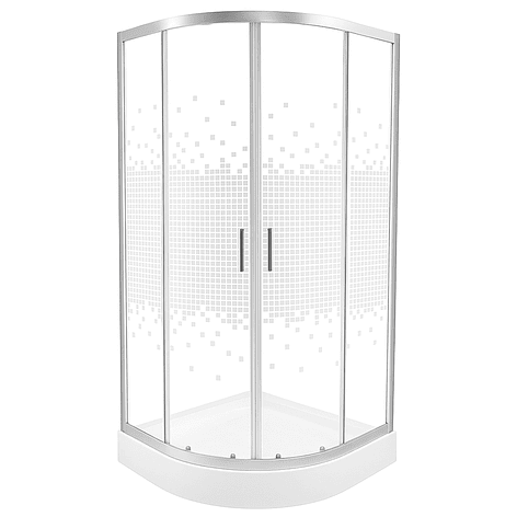 Shower Door Curvo Elegant Joytek Mosaicos Blancos con Receptáculo 90x90 cm 2