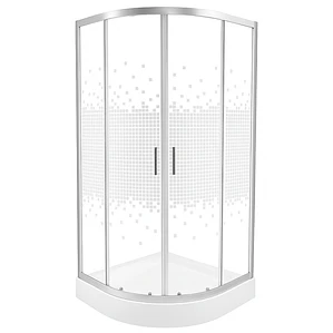 Shower Door Curvo Elegant Joytek Mosaicos Blancos con Receptáculo 90x90 cm