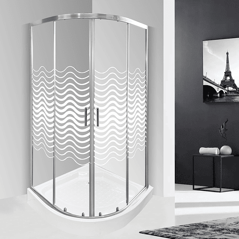 Shower Door Curvo Elegant Joytek Líneas Curvas con Receptáculo 90x90 cm 1