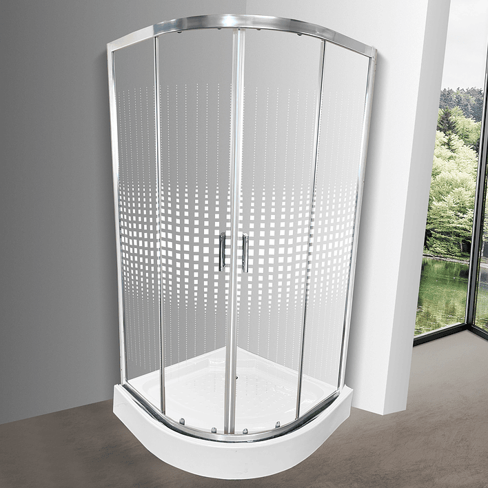 Shower Door Curvo Elegant Joytek Blanco Transparente con Receptáculo 90x90 cm 1