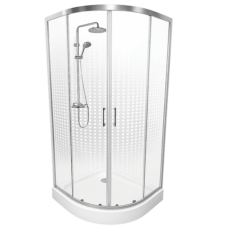 Shower Door Curvo Elegant Joytek Blanco Transparente con Receptáculo 90x90 cm 2