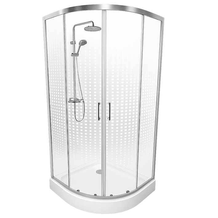 Shower Door Curvo Elegant Joytek Blanco Transparente con Receptáculo 90x90 cm 2