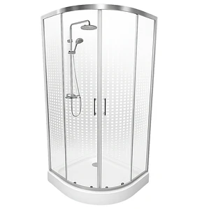 Shower Door Curvo Elegant Joytek Blanco Transparente con Receptáculo 90x90 cm