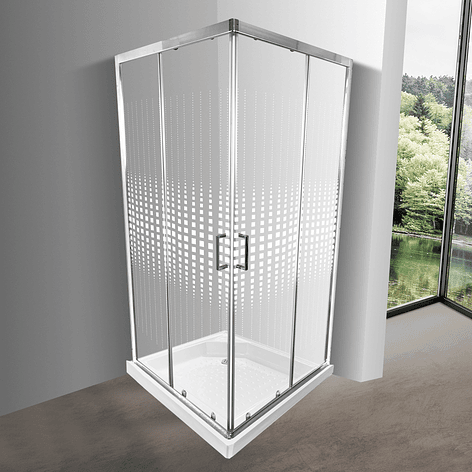 Shower Door Elegant Joytek Blanco Transparente con Receptáculo 90x90 cm 1