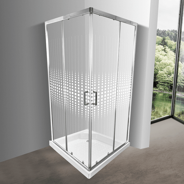 Shower Door Elegant Joytek Blanco Transparente con Receptáculo 90x90 cm 1