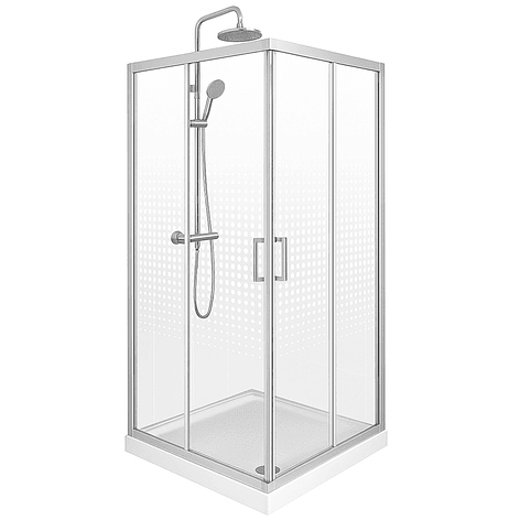 Shower Door Elegant Joytek Blanco Transparente con Receptáculo 90x90 cm 3