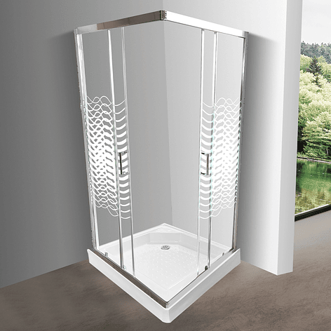 Shower Door Elegant Joytek Líneas Curvas con Receptáculo 90x90 cm 2