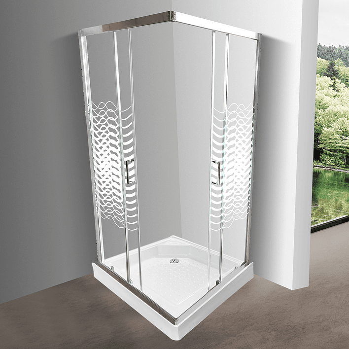 Shower Door Elegant Joytek Líneas Curvas con Receptáculo 90x90 cm 2