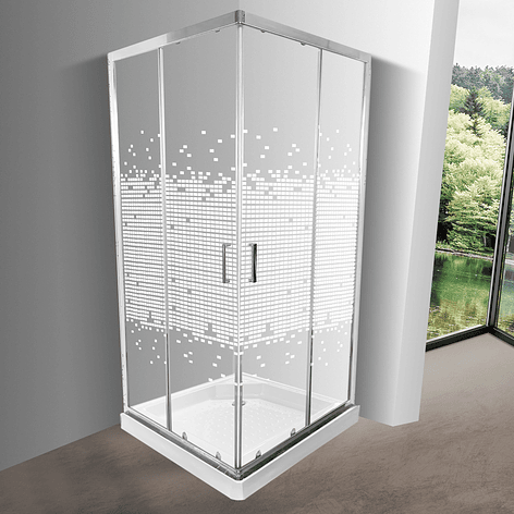 Shower Door Elegant Joytek Mosaico Blanco con Receptáculo  90x90 cm 1