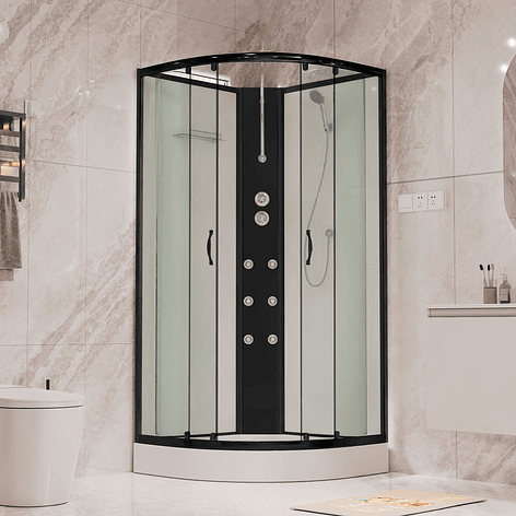 Cabina de Ducha Curva Negra B004 90x90x220 cm 6mm (Sin Techo) 1