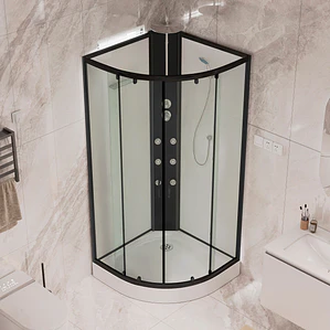 Cabina de Ducha Curva Negra B004 90x90x220 cm 6mm (Sin Techo)