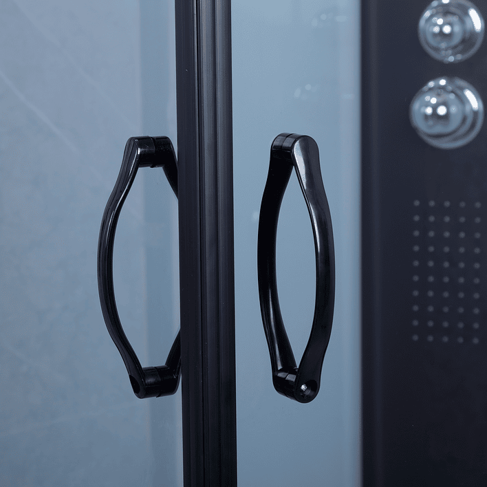 Cabina de Ducha Curva Negra B004 90x90x220 cm 6mm (Sin Techo) 6