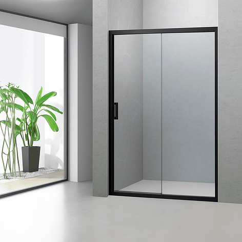 Mampara Ajustable de Ducha LENS 120-140 cm Transparente/Negro 3