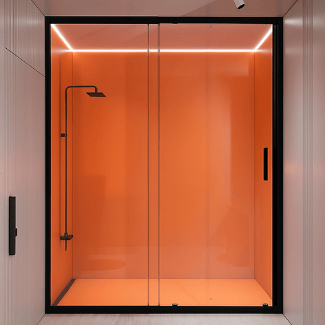 Mampara Ajustable de Ducha LENS 120-140 cm Transparente/Negro 1