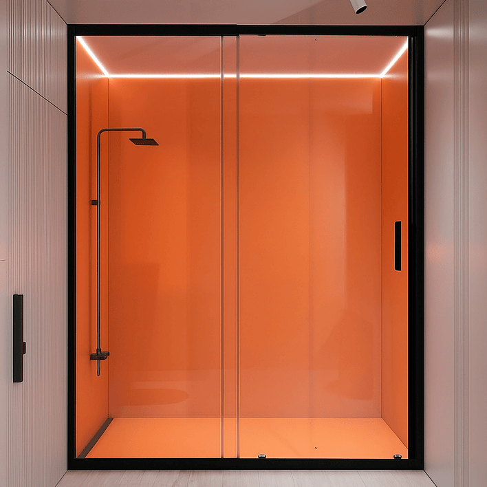 Mampara Ajustable de Ducha LENS 120-140 cm Transparente/Negro 1