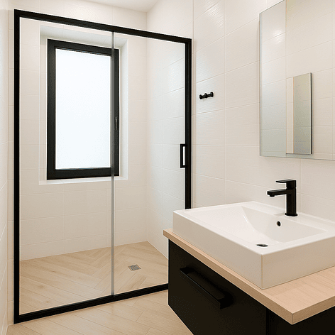 Mampara Ajustable de Ducha LENS 120-140 cm Transparente/Negro 2