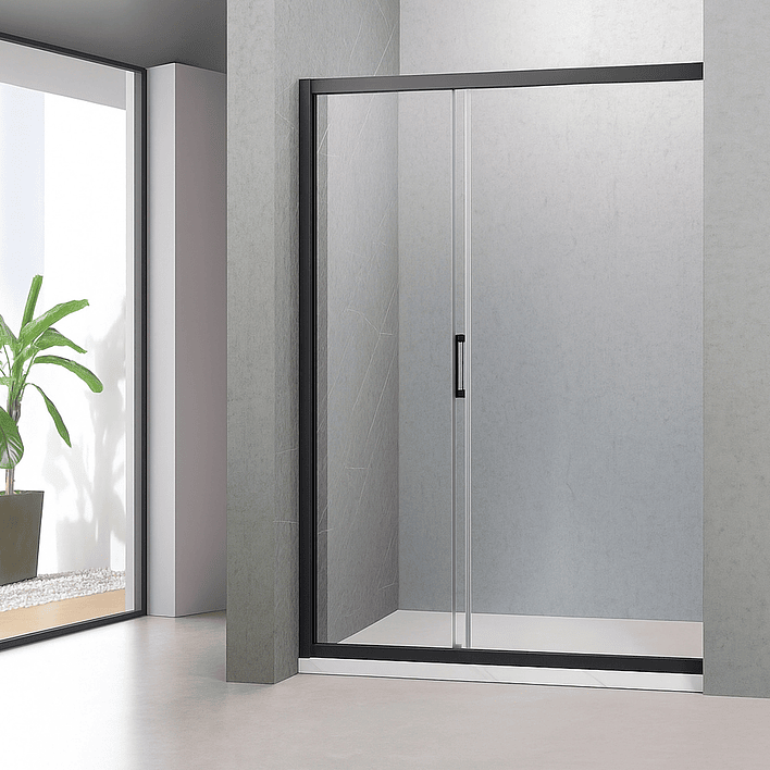 Mampara Ajustable de Ducha LENS 140-160 cm Transparente/Negro 4