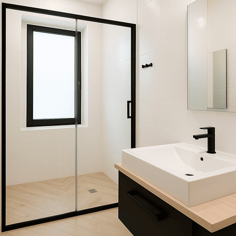 Mampara Ajustable de Ducha LENS 140-160 cm Transparente/Negro 2