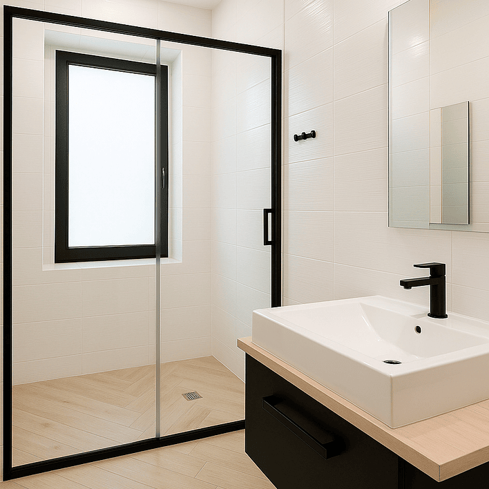 Mampara Ajustable de Ducha LENS 140-160 cm Transparente/Negro 2