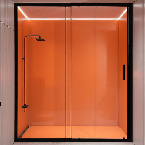 Mampara Ajustable de Ducha LENS 160-180 cm Transparente/Negro 1