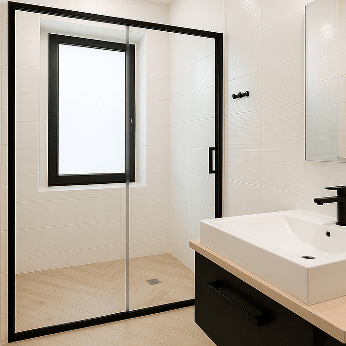 Mampara Ajustable de Ducha LENS 160-180 cm Transparente/Negro 2