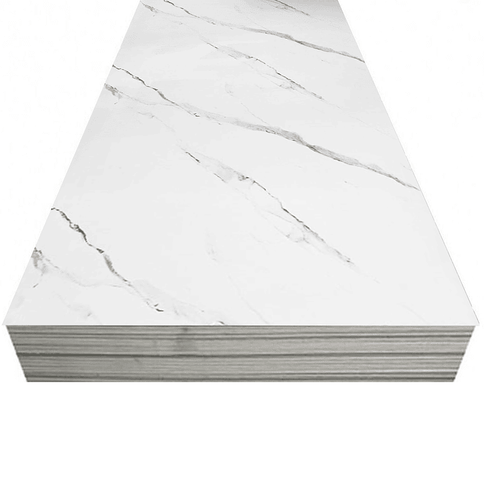 Plancha Decorativa PVC UV Blanco Mármol Carrara 244x122 cm / 2.5mm (Despachos sólo a RM) 1